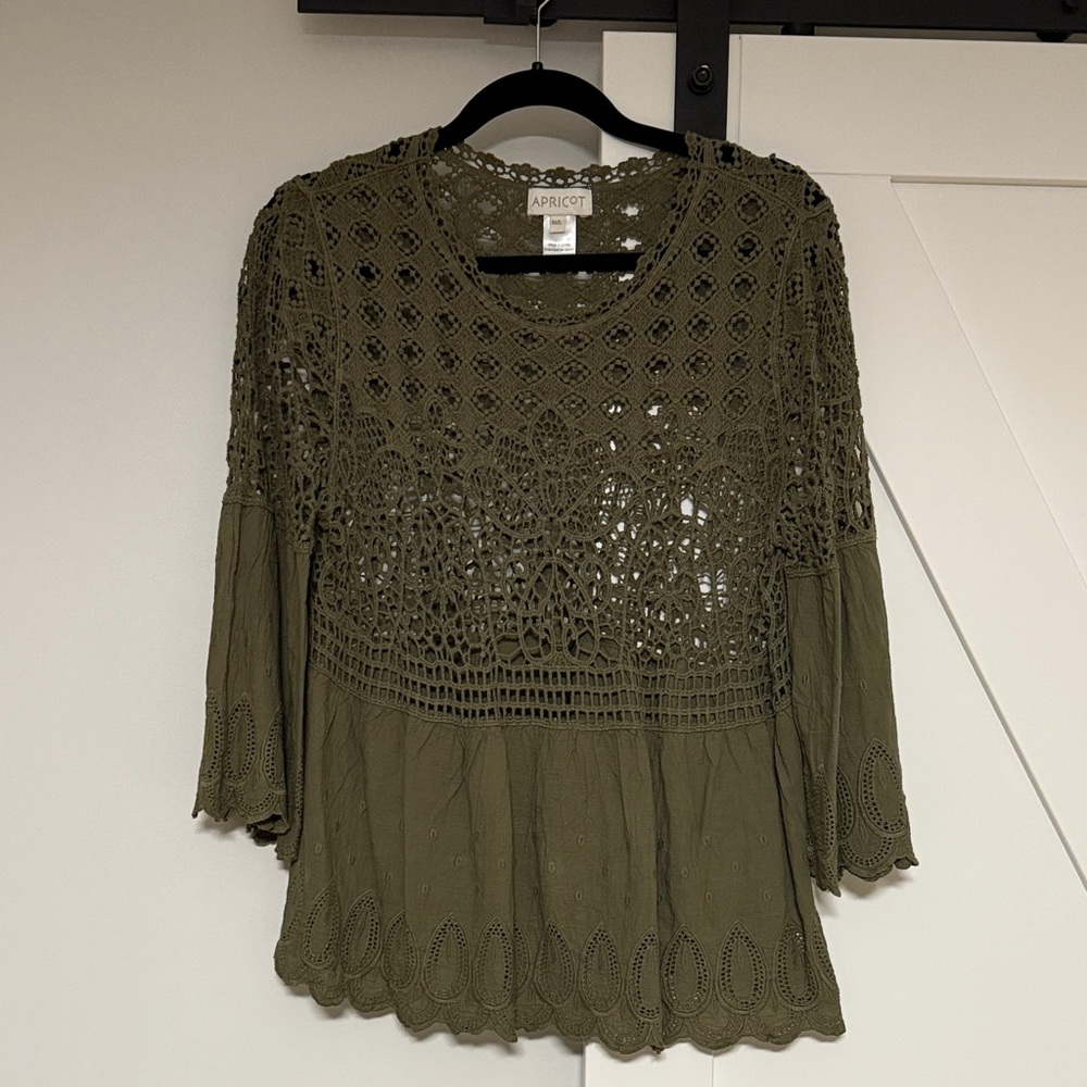 APRICOT Olive Crochet Blouse